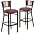 Carnegy Avenue 32 in. Mahogany Wood Back/Burgundy Vinyl Seat/Black Metal Frame Bar Stool (2-pack)