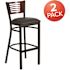 Carnegy Avenue 32 in. Mahogany Wood Back/Black Vinyl Seat/Black Metal Frame Bar Stool (2-pack)