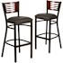 Carnegy Avenue 32 in. Mahogany Wood Back/Black Vinyl Seat/Black Metal Frame Bar Stool (2-pack)