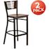 Carnegy Avenue 29.75 in. Walnut Wood Back/Walnut Wood Seat/Black Metal Frame Bar Stool (2-pack)