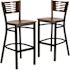 Carnegy Avenue 29.75 in. Walnut Wood Back/Walnut Wood Seat/Black Metal Frame Bar Stool (2-pack)