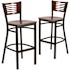 Carnegy Avenue 29.75 in. Mahogany Wood Back/Mahogany Wood Seat/Black Metal Frame Bar Stool (2-pack)