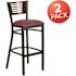 Carnegy Avenue 32 in. Walnut Wood Back/Burgundy Vinyl Seat/Black Metal Frame Bar Stool (2-pack)