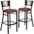 Carnegy Avenue 32 in. Walnut Wood Back/Burgundy Vinyl Seat/Black Metal Frame Bar Stool (2-pack)