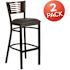 Carnegy Avenue 32 in. Walnut Wood Back/Black Vinyl Seat/Black Metal Frame Bar Stool (2-pack)