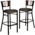 Carnegy Avenue 32 in. Walnut Wood Back/Black Vinyl Seat/Black Metal Frame Bar Stool (2-pack)