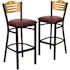 Carnegy Avenue 32 in. Natural Wood Back/Burgundy Vinyl Seat/Black Metal Frame Bar Stool (2-pack)
