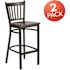 Carnegy Avenue 28.75 in. Walnut Wood Seat/Black Metal Frame Bar Stool (2-pack)