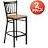 Carnegy Avenue 28.75 in. Natural Wood Seat/Black Metal Frame Bar Stool (2-pack)
