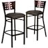 Carnegy Avenue 32 in. Mahogany Wood Back/Black Vinyl Seat/Black Metal Frame Bar Stool (2-pack)
