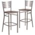 Carnegy Avenue 27.125 in. Mahogany Wood Seat/Silver Frame Bar Stool (2-pack)