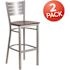 Carnegy Avenue 27.125 in. Walnut Wood Seat/Silver Frame Bar Stool (2-pack)