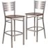 Carnegy Avenue 27.125 in. Walnut Wood Seat/Silver Frame Bar Stool (2-pack)