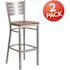 Carnegy Avenue 27.125 in. Cherry Wood Seat/Silver Frame Bar Stool (2-pack)