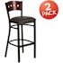 Carnegy Avenue 32 in. Mahogany Wood Back/Black Vinyl Seat/Black Metal Frame Bar Stool (2-pack)