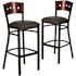 Carnegy Avenue 32 in. Mahogany Wood Back/Black Vinyl Seat/Black Metal Frame Bar Stool (2-pack)