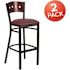 Carnegy Avenue 32 in. Mahogany Wood Back/Burgundy Vinyl Seat/Black Metal Frame Bar Stool (2-pack)