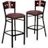 Carnegy Avenue 32 in. Mahogany Wood Back/Burgundy Vinyl Seat/Black Metal Frame Bar Stool (2-pack)