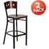 Carnegy Avenue 29.75 in. Mahogany Wood Back/Mahogany Wood Seat/Black Metal Frame Bar Stool (2-pack)