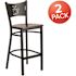 Carnegy Avenue 29 in. Walnut Wood Seat/Black Metal Frame Bar Stool (2-pack)