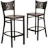 Carnegy Avenue 29 in. Walnut Wood Seat/Black Metal Frame Bar Stool (2-pack)
