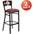 Carnegy Avenue 32 in. Walnut Wood Back/Burgundy Vinyl Seat/Black Metal Frame Bar Stool (2-pack)