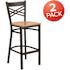 Carnegy Avenue 29 in. Natural Wood Seat/Black Metal Frame Bar Stool (2-pack)