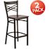 Carnegy Avenue 29 in. Walnut Wood Seat/Black Metal Frame Bar Stool (2-pack)