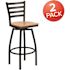 Carnegy Avenue 30.25 in. Natural Wood Seat/Black Metal Frame Bar Stool (2-pack)