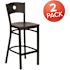 Carnegy Avenue 29 in. Mahogany Wood Seat/Black Metal Frame Bar Stool (2-pack)