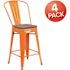 Carnegy Avenue 24.25 in. Orange Bar Stool (4-Pack)