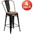 Carnegy Avenue 24.25 in. Black Bar Stool (4-Pack)