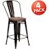 Carnegy Avenue 24.25 in. Black-Antique Gold Bar Stool (4-Pack)