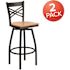 Carnegy Avenue 30.25 in. Natural Wood Seat/Black Metal Frame Bar Stool (2-pack)