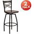 Carnegy Avenue 30.25 in. Walnut Wood Seat/Black Metal Frame Bar Stool (2-pack)