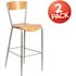 Carnegy Avenue 29.5 in. Natural Wood Seat/Silver Frame Bar Stool (2-pack)
