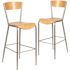 Carnegy Avenue 29.5 in. Natural Wood Seat/Silver Frame Bar Stool (2-pack)