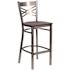 Carnegy Avenue Hercules 42.25 in H Walnut/Clear Coated Frame Low Metal Bar Stool with Wood Seat Set of 2, X Back Design