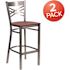 Carnegy Avenue Hercules 42.25 in H Cherry/Clear Coated Frame Low Metal Bar Stool with Wood Seat Set of 2, X Back Design