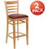 Carnegy Avenue 31 in. Burgundy Vinyl Seat/Natural Wood Frame Bar Stool - 2 pack