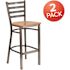 Carnegy Avenue 28.75 in. Natural Wood Seat/Clear Coated Metal Frame Bar Stool (2-pack)