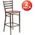 Carnegy Avenue Hercules 42.25 in H Cherry/Clear Coated Frame Low Metal Bar Stool with Wood Seat Set of 2  Ladder Back Design