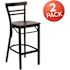 Carnegy Avenue 27.125 in. Mahogany Wood Seat/Black Metal Frame Bar Stool (2-pack)
