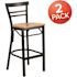 Carnegy Avenue 27.125 in. Natural Wood Seat/Black Metal Frame Bar Stool (2-pack)
