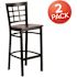 Carnegy Avenue 27.125 in. Walnut Wood Seat/Black Metal Frame Bar Stool (2-pack)