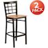 Carnegy Avenue 27.125 in. Natural Wood Seat/Black Metal Frame Bar Stool (2-pack)