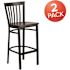 Carnegy Avenue 29 in. Walnut Wood Seat/Black Metal Frame Bar Stool (2-pack)