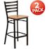 Carnegy Avenue 28.75 in. Natural Wood Seat/Black Metal Frame Bar Stool (2-pack)