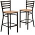 Carnegy Avenue 28.75 in. Natural Wood Seat/Black Metal Frame Bar Stool (2-pack)