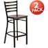 Carnegy Avenue 28.75 in. Walnut Wood Seat/Black Metal Frame Bar Stool (2-pack)